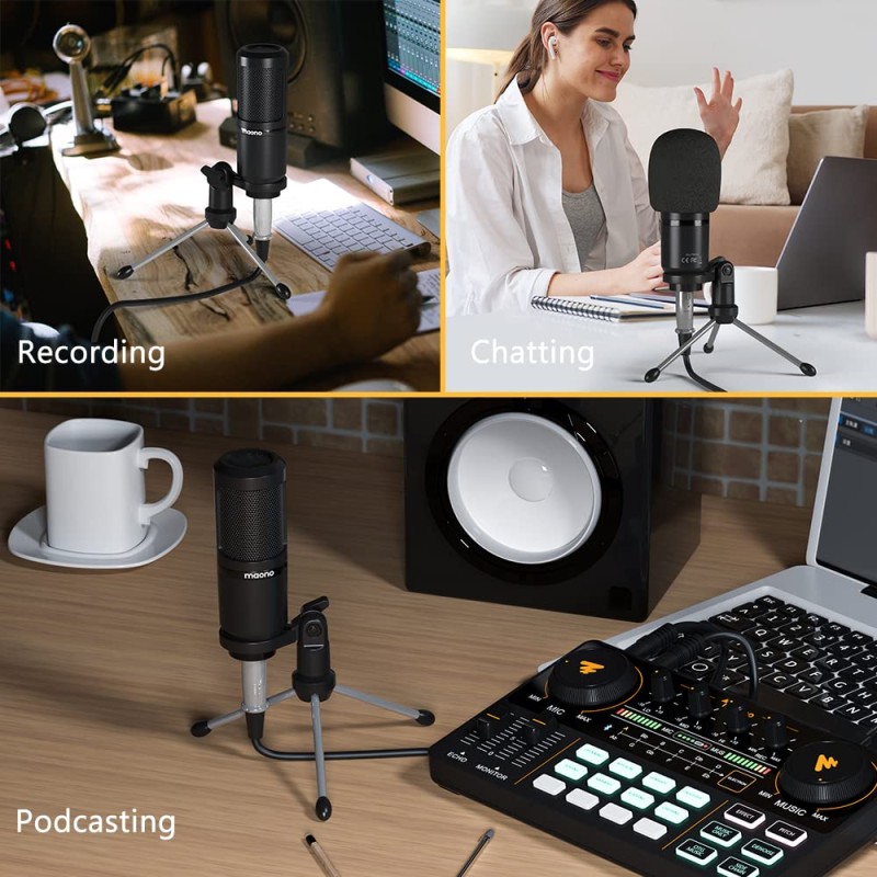 MAONO Au-Pm360Tr Trs Condenser USB Mic For Pc And Youtube Recording, Podcast Microphone For Gaming, Studio, Vlogging, Black MAONO Au-Pm360Tr Trs Condenser USB Mic For Pc And Youtube Recording, Podcast Microphone For Gaming, Studio, Vlogging, Black