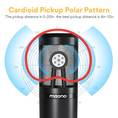 MAONO Au-Pm360Tr Trs Condenser USB Mic For Pc And Youtube Recording, Podcast Microphone For Gaming, Studio, Vlogging, Black MAONO Au-Pm360Tr Trs Condenser USB Mic For Pc And Youtube Recording, Podcast Microphone For Gaming, Studio, Vlogging, Black