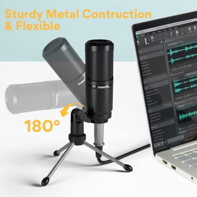 MAONO Au-Pm360Tr Trs Condenser USB Mic For Pc And Youtube Recording, Podcast Microphone For Gaming, Studio, Vlogging, Black MAONO Au-Pm360Tr Trs Condenser USB Mic For Pc And Youtube Recording, Podcast Microphone For Gaming, Studio, Vlogging, Black