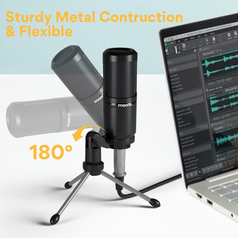 MAONO Au-Pm360Tr Trs Condenser USB Mic For Pc And Youtube Recording, Podcast Microphone For Gaming, Studio, Vlogging, Black MAONO Au-Pm360Tr Trs Condenser USB Mic For Pc And Youtube Recording, Podcast Microphone For Gaming, Studio, Vlogging, Black