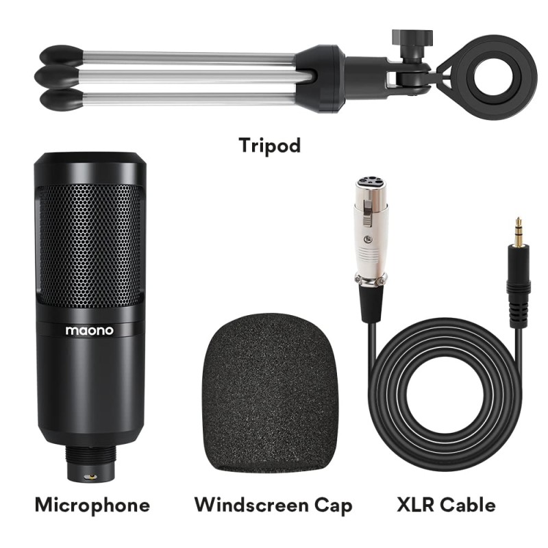 MAONO Au-Pm360Tr Trs Condenser USB Mic For Pc And Youtube Recording, Podcast Microphone For Gaming, Studio, Vlogging, Black MAONO Au-Pm360Tr Trs Condenser USB Mic For Pc And Youtube Recording, Podcast Microphone For Gaming, Studio, Vlogging, Black