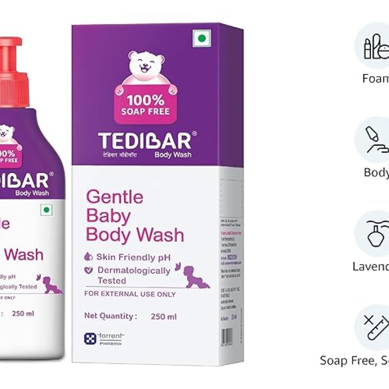 Tedibar - Body wash for Babies| 100% soap & Alkali free | Skin-friendly pH 5.5| Recommended by pediatricians | Prevents Dryness & Rashes | Suitable for Newborn Baby| 250ml Tedibar - Body wash for Babies| 100% soap & Alkali free | Skin-friendly pH 5.5| Recommended by pediatricians | Prevents Dryness & Rashes | Suitable for Newborn Baby| 250ml
