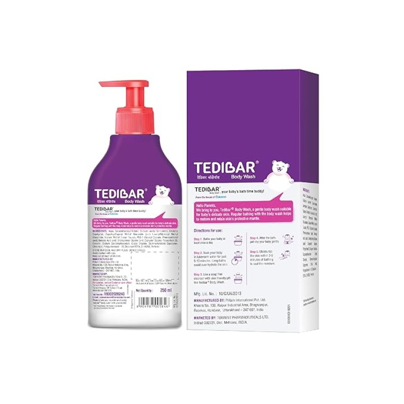 Tedibar - Body wash for Babies| 100% soap & Alkali free | Skin-friendly pH 5.5| Recommended by pediatricians | Prevents Dryness & Rashes | Suitable for Newborn Baby| 250ml Tedibar - Body wash for Babies| 100% soap & Alkali free | Skin-friendly pH 5.5| Recommended by pediatricians | Prevents Dryness & Rashes | Suitable for Newborn Baby| 250ml