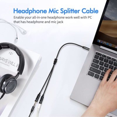 Kinsound Headphone Splitter, 3.5mm TRRS Stereo Adapter Dual Headphone Auxiliary Splitter Support Mic & Audio Compatible with Smartphone, Tablet, Laptop Kinsound Headphone Splitter, 3.5mm TRRS Stereo Adapter Dual Headphone Auxiliary Splitter Support Mic & Audio Compatible with Smartphone, Tablet, Laptop