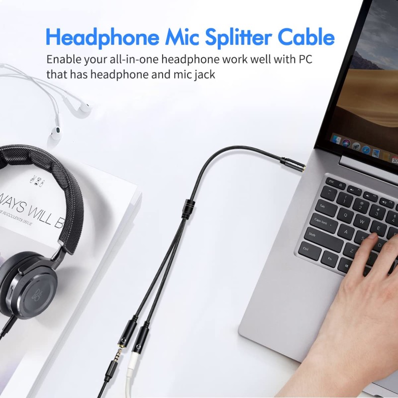 Kinsound Headphone Splitter, 3.5mm TRRS Stereo Adapter Dual Headphone Auxiliary Splitter Support Mic & Audio Compatible with Smartphone, Tablet, Laptop Kinsound Headphone Splitter, 3.5mm TRRS Stereo Adapter Dual Headphone Auxiliary Splitter Support Mic & Audio Compatible with Smartphone, Tablet, Laptop