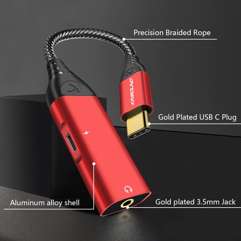 Kinsound USB Type C to 3.5 mm Jack Audio Adapter, 24bit Hi-Res Sound Quality Type C to 3.5mm Jack Audio Connector Compatible with Samsung Galaxy S22/S21/S20 Plus, Pixel 6/5/4/3/2, iPad, Huawei Kinsound USB Type C to 3.5 mm Jack Audio Adapter, 24bit Hi-Res Sound Quality Type C to 3.5mm Jack Audio Connector Compatible with Samsung Galaxy S22/S21/S20 Plus, Pixel 6/5/4/3/2, iPad, Huawei