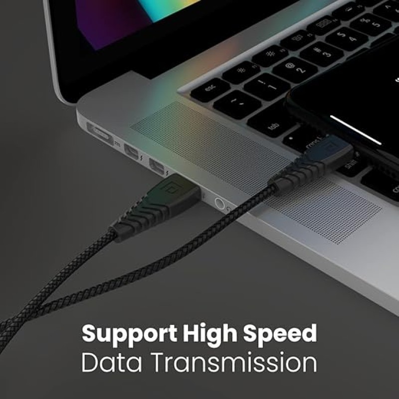 Portronics Konnect B Micro USB Cables For Fast Charging & Data Sync 3.0 Amp with PVC Heads I Nylon Braided I 1 mtr(Black)