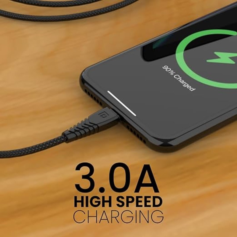 Portronics Konnect B Micro USB Cables For Fast Charging & Data Sync 3.0 Amp with PVC Heads I Nylon Braided I 1 mtr(Black)