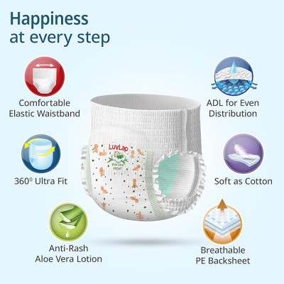 LuvLap Baby Diaper Pants M Size (Medium) , Pack of 72 Count, For babies of 7 to 12Kg with Aloe Vera Lotion for rash protection, with upto 12Hr protection LuvLap Baby Diaper Pants M Size (Medium) , Pack of 72 Count, For babies of 7 to 12Kg with Aloe Vera Lotion for rash protection, with upto 12Hr protection