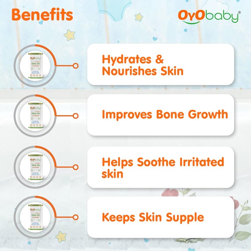 OYO BABY New Born Combo Baby No Tears Baby Shampoo for Newborn Babies and Extra Virgin Olive oil for Baby massage 200ml each OYO BABY New Born Combo Baby No Tears Baby Shampoo for Newborn Babies and Extra Virgin Olive oil for Baby massage 200ml each
