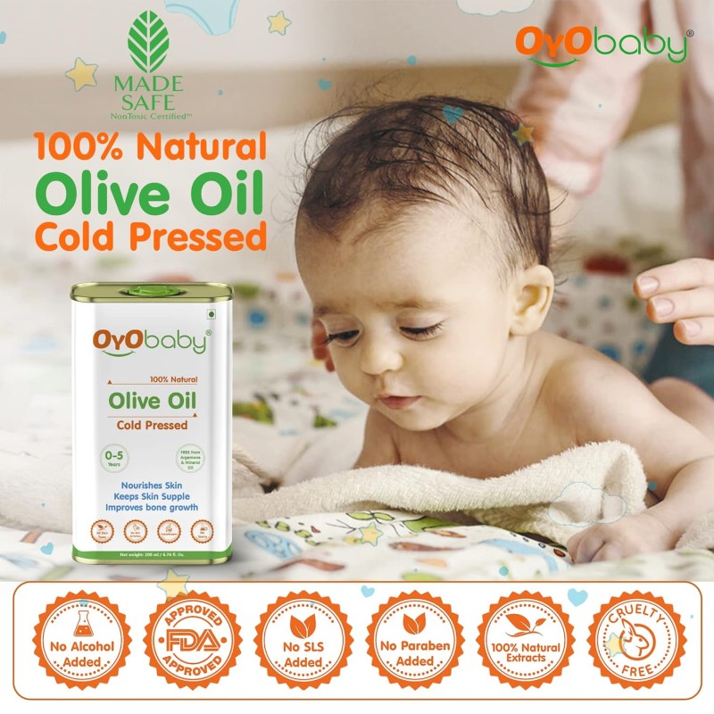 OYO BABY New Born Combo Baby No Tears Baby Shampoo for Newborn Babies and Extra Virgin Olive oil for Baby massage 200ml each OYO BABY New Born Combo Baby No Tears Baby Shampoo for Newborn Babies and Extra Virgin Olive oil for Baby massage 200ml each