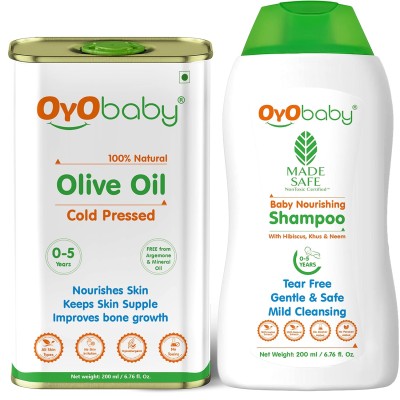 OYO BABY New Born Combo Baby No Tears Baby Shampoo for Newborn Babies and Extra Virgin Olive oil for Baby massage 200ml each OYO BABY New Born Combo Baby No Tears Baby Shampoo for Newborn Babies and Extra Virgin Olive oil for Baby massage 200ml each