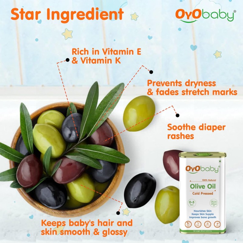 OYO BABY New Born Combo Baby No Tears Baby Shampoo for Newborn Babies and Extra Virgin Olive oil for Baby massage 200ml each OYO BABY New Born Combo Baby No Tears Baby Shampoo for Newborn Babies and Extra Virgin Olive oil for Baby massage 200ml each