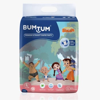 Bumtum Chota Bheem Baby Diaper Pants with Leakage Protection-9 to14 Kg(Large,56 Count)