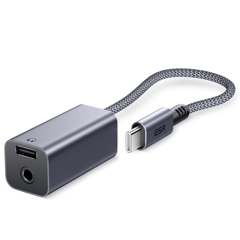 ESR USB Type C Headphone Adapter, 2-in-1 USB C to 3.5 mm Headphone Jack Adapter with PD Fast Charging, Portable Design, Compatible with Galaxy S22/S21/S20/Note20, iPad 10/Air 5/Mini 6/Pro ESR USB Type C Headphone Adapter, 2-in-1 USB C to 3.5 mm Headphone Jack Adapter with PD Fast Charging, Portable Design, Compatible with Galaxy S22/S21/S20/Note20, iPad 10/Air 5/Mini 6/Pro
