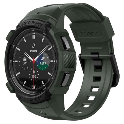 Spigen Polycarbonate, Thermoplastic Polyurethane Rugged Armor Pro Case & Strap For Galaxy Watch 4 Classic (46Mm) - Military Green Spigen Polycarbonate, Thermoplastic Polyurethane Rugged Armor Pro Case & Strap For Galaxy Watch 4 Classic (46Mm) - Military Green