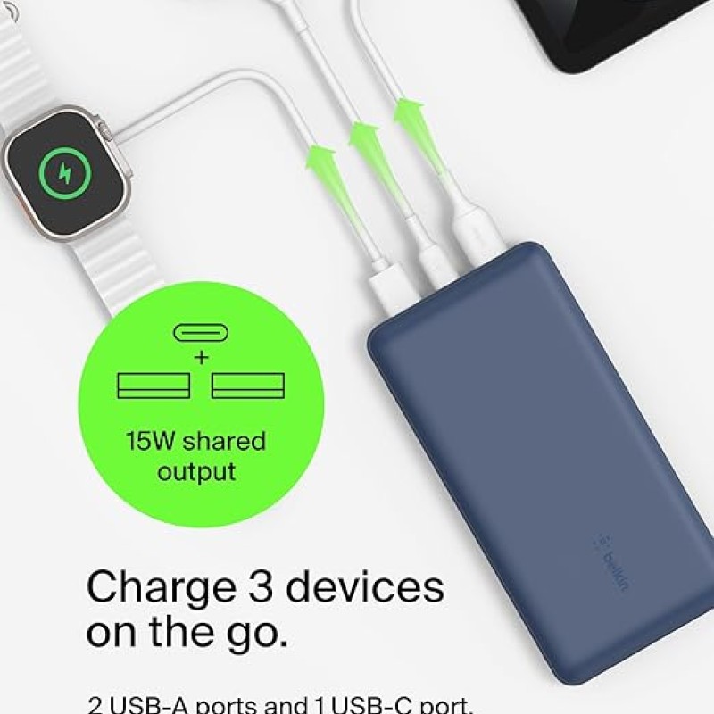 Belkin 20000 mAh Power Bank | Super Fast Charging | USB-C PD Port | 15W Charging for iPhone Series (16, 16 Pro Max), Samsung Galaxy, Google Pixel & More | 2 Years Warranty | Blue Belkin 20000 mAh Power Bank | Super Fast Charging | USB-C PD Port | 15W Charging for iPhone Series (16, 16 Pro Max), Samsung Galaxy, Google Pixel & More | 2 Years Warranty | Blue