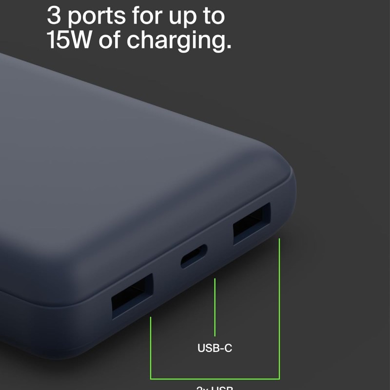 Belkin 20000 mAh Power Bank | Super Fast Charging | USB-C PD Port | 15W Charging for iPhone Series (16, 16 Pro Max), Samsung Galaxy, Google Pixel & More | 2 Years Warranty | Blue Belkin 20000 mAh Power Bank | Super Fast Charging | USB-C PD Port | 15W Charging for iPhone Series (16, 16 Pro Max), Samsung Galaxy, Google Pixel & More | 2 Years Warranty | Blue