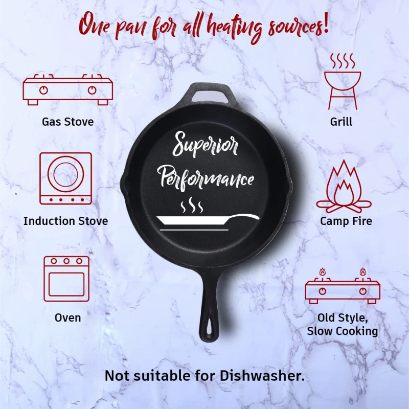 Wonderchef Forza Pre Seasoned 19 cm Cast Iron Fry Pan | with Lifetime Exchange Warranty | Black Wonderchef Forza Pre Seasoned 19 cm Cast Iron Fry Pan | with Lifetime Exchange Warranty | Black