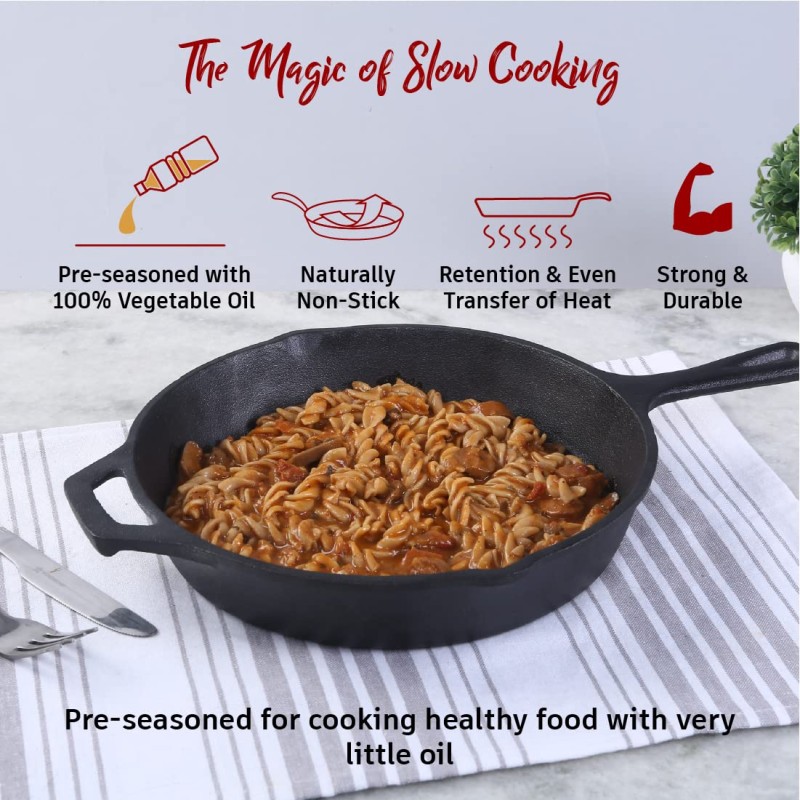 Wonderchef Forza Pre Seasoned 19 cm Cast Iron Fry Pan | with Lifetime Exchange Warranty | Black Wonderchef Forza Pre Seasoned 19 cm Cast Iron Fry Pan | with Lifetime Exchange Warranty | Black
