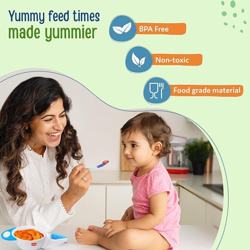 LuvLap Baby Food Grinding Cum Feeding Bowl, Portable Baby Food Masher & Serving Bowl for Baby weaning Food Preparation (Pack of 1 Set,White & Blue) LuvLap Baby Food Grinding Cum Feeding Bowl, Portable Baby Food Masher & Serving Bowl for Baby weaning Food Preparation (Pack of 1 Set,White & Blue)