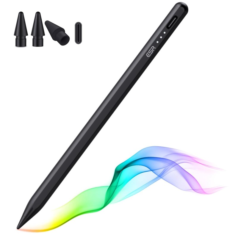 ESR for Apple Stylus Pen with Tilt Sensitivity, iPad Pencil for Apple iPad 10/9/8/7/6, iPad Pro 11, iPad Pro 12.9, iPad Mini 6/5, and iPad Air 5/4/3, Palm Rejection, Magnetic Attachment, Black ESR for Apple Stylus Pen with Tilt Sensitivity, iPad Pencil for Apple iPad 10/9/8/7/6, iPad Pro 11, iPad Pro 12.9, iPad Mini 6/5, and iPad Air 5/4/3, Palm Rejection, Magnetic Attachment, Black
