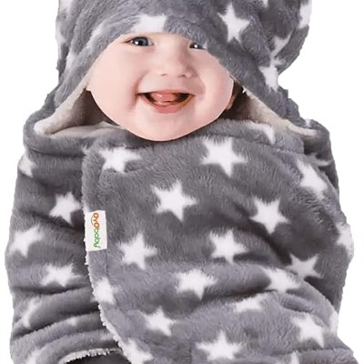 OYO BABY Blankets New Born Babies | Pack of 1, Super Soft Baby Wrapper Baby Sleeping Bag for Boys,Girls, Babies (76cm x 70cm, 0-6 Months, Fleece, skin friendly, Star Grey) OYO BABY Blankets New Born Babies | Pack of 1, Super Soft Baby Wrapper Baby Sleeping Bag for Boys,Girls, Babies (76cm x 70cm, 0-6 Months, Fleece, skin friendly, Star Grey)