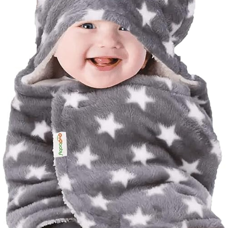 OYO BABY Blankets New Born Babies | Pack of 1, Super Soft Baby Wrapper Baby Sleeping Bag for Boys,Girls, Babies (76cm x 70cm, 0-6 Months, Fleece, skin friendly, Star Grey) OYO BABY Blankets New Born Babies | Pack of 1, Super Soft Baby Wrapper Baby Sleeping Bag for Boys,Girls, Babies (76cm x 70cm, 0-6 Months, Fleece, skin friendly, Star Grey)