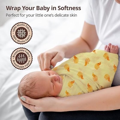 LuvLap 100% Cotton Muslin Baby Swaddle Set, Baby Towel, Size-120cm x 100cm (47"x39"), Dots Hearts Print, 0-18 Month+, Printed Mulmal Muslin Swaddle Wrap for New Born, Pack of 3 LuvLap 100% Cotton Muslin Baby Swaddle Set, Baby Towel, Size-120cm x 100cm (47"x39"), Dots Hearts Print, 0-18 Month+, Printed Mulmal Muslin Swaddle Wrap for New Born, Pack of 3