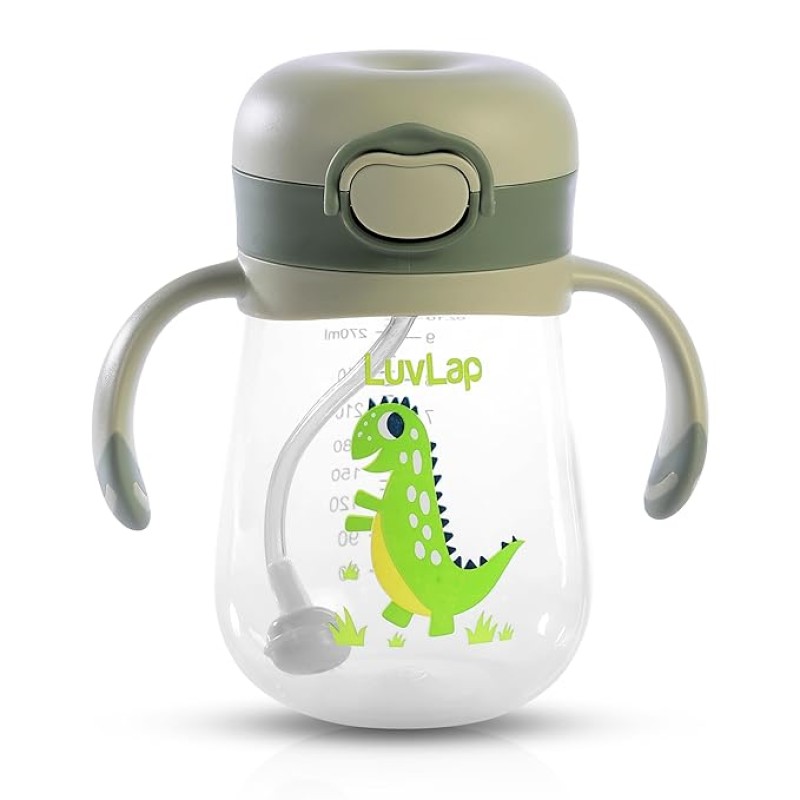 LuvLap Baby Bite Resistant Soft Silicone Straw Sipper Cup with Handle, with Weighted Straw, Sippy Cup with Anti Spill Lock, BPA Free, 6m+, 300 ml, Green LuvLap Baby Bite Resistant Soft Silicone Straw Sipper Cup with Handle, with Weighted Straw, Sippy Cup with Anti Spill Lock, BPA Free, 6m+, 300 ml, Green