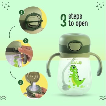 LuvLap Baby Bite Resistant Soft Silicone Straw Sipper Cup with Handle, with Weighted Straw, Sippy Cup with Anti Spill Lock, BPA Free, 6m+, 300 ml, Green LuvLap Baby Bite Resistant Soft Silicone Straw Sipper Cup with Handle, with Weighted Straw, Sippy Cup with Anti Spill Lock, BPA Free, 6m+, 300 ml, Green