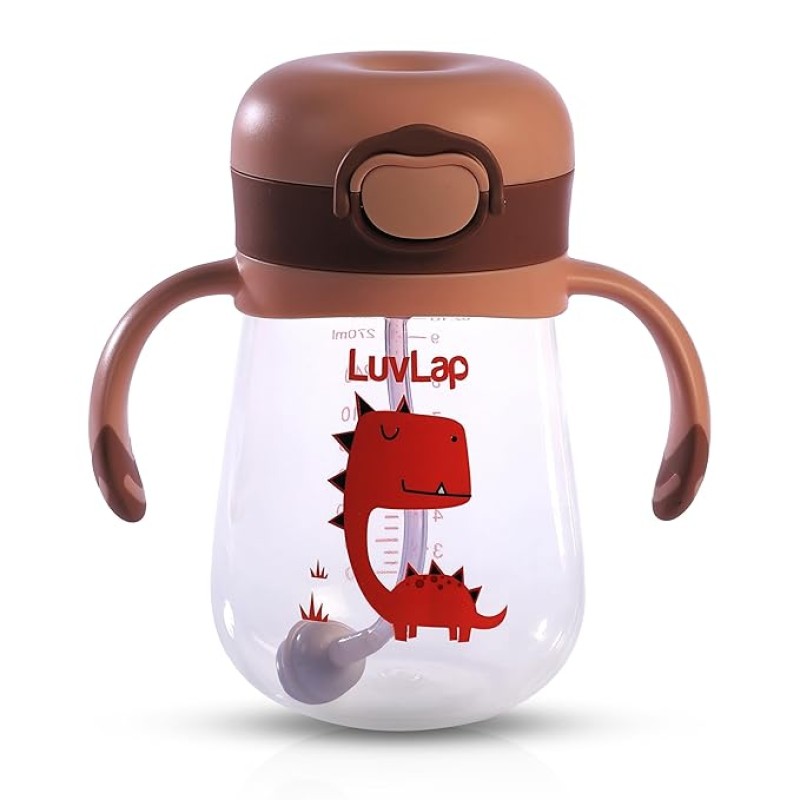LuvLap Baby Bite Resistant Soft Silicone Straw Sipper Cup with Handle, with Weighted Straw, Sippy Cup with Anti Spill Lock, BPA Free, 6m+, 300 ml, Brown LuvLap Baby Bite Resistant Soft Silicone Straw Sipper Cup with Handle, with Weighted Straw, Sippy Cup with Anti Spill Lock, BPA Free, 6m+, 300 ml, Brown