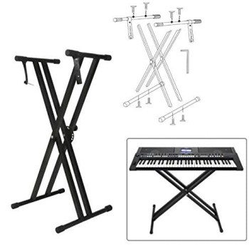 TECHTEST Adjustable Piano Stand X Type Adjustable Keyboard Stand Dual Braced Support Legs with Locking Straps TECHTEST Adjustable Piano Stand X Type Adjustable Keyboard Stand Dual Braced Support Legs with Locking Straps