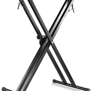 TECHTEST Adjustable Piano Stand X Type Adjustable Keyboard Stand Dual Braced Support Legs with Locking Straps