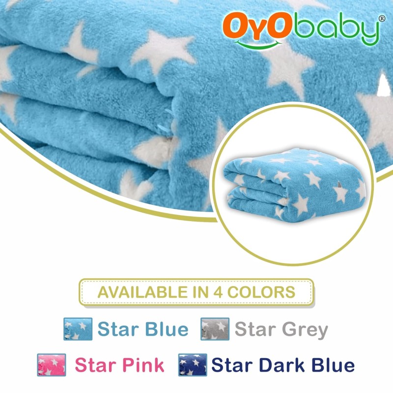 OYO BABY New Born Super Soft Baby Blanket for Baby (100cm x 75cm, Star Blue, Fleece, Lightweight) All Season | 0-24 Months | Sleeping Bag | Nursing Baby Gifts OYO BABY New Born Super Soft Baby Blanket for Baby (100cm x 75cm, Star Blue, Fleece, Lightweight) All Season | 0-24 Months | Sleeping Bag | Nursing Baby Gifts