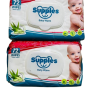 Supples Baby Wet Wipes with Lid | 144 Wipes | 72 Wipes x 2 Packs | Enriched With Aloe Vera and Vitamin E | Alcohol-Free and Paraben-Free | Pure Water-Based formulation