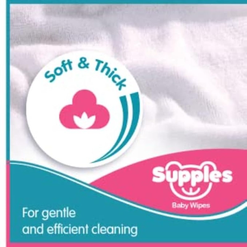 Supples Baby Wet Wipes with Lid | 576 Wipes | 72 Wipes x 8 Packs | Enriched With Aloe Vera and Vitamin E | Alcohol-Free and Paraben-Free | Pure Water-Based formulation Supples Baby Wet Wipes with Lid | 576 Wipes | 72 Wipes x 8 Packs | Enriched With Aloe Vera and Vitamin E | Alcohol-Free and Paraben-Free | Pure Water-Based formulation