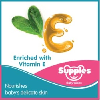 Supples Baby Wet Wipes with Lid | 576 Wipes | 72 Wipes x 8 Packs | Enriched With Aloe Vera and Vitamin E | Alcohol-Free and Paraben-Free | Pure Water-Based formulation Supples Baby Wet Wipes with Lid | 576 Wipes | 72 Wipes x 8 Packs | Enriched With Aloe Vera and Vitamin E | Alcohol-Free and Paraben-Free | Pure Water-Based formulation
