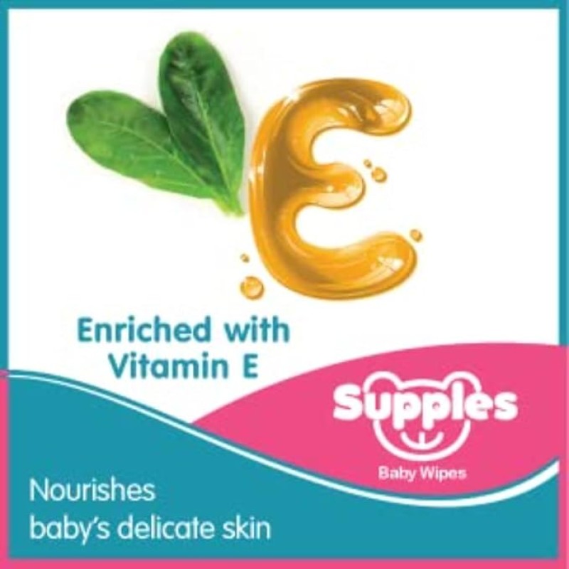Supples Baby Wet Wipes with Lid | 576 Wipes | 72 Wipes x 8 Packs | Enriched With Aloe Vera and Vitamin E | Alcohol-Free and Paraben-Free | Pure Water-Based formulation Supples Baby Wet Wipes with Lid | 576 Wipes | 72 Wipes x 8 Packs | Enriched With Aloe Vera and Vitamin E | Alcohol-Free and Paraben-Free | Pure Water-Based formulation