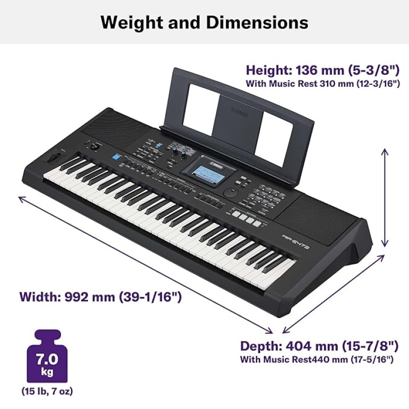 YAMAHA PSR-E473,61 KEYS PORTABLE KEYBOARD WITH POWER ADAPTOR, Black YAMAHA PSR-E473,61 KEYS PORTABLE KEYBOARD WITH POWER ADAPTOR, Black