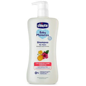 Chicco Baby Moments Shampoo for Tear-Free Bath times, Natural Ingredients, Suitable for baby’s tangle Free, smooth hair, No Phenoxyethanol and Parabens (500ml)