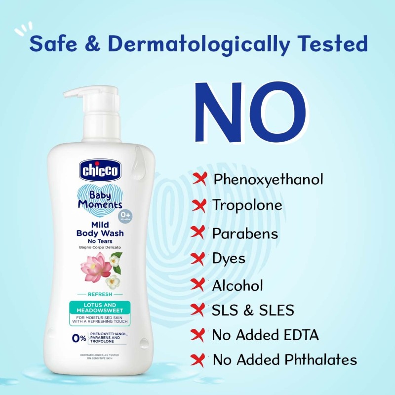 Chicco Baby Moments Mild Body Wash Refresh, New Advanced Formula With Natural Ingredients, No Tears & Soap-Free, Mild Formula For Babys Body Wash, No Phenoxyethanol And Parabens (500Ml) Chicco Baby Moments Mild Body Wash Refresh, New Advanced Formula With Natural Ingredients, No Tears & Soap-Free, Mild Formula For Babys Body Wash, No Phenoxyethanol And Parabens (500Ml)