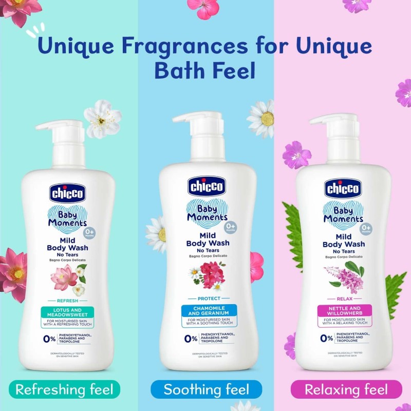 Chicco Baby Moments Mild Body Wash Refresh, New Advanced Formula With Natural Ingredients, No Tears & Soap-Free, Mild Formula For Babys Body Wash, No Phenoxyethanol And Parabens (500Ml) Chicco Baby Moments Mild Body Wash Refresh, New Advanced Formula With Natural Ingredients, No Tears & Soap-Free, Mild Formula For Babys Body Wash, No Phenoxyethanol And Parabens (500Ml)
