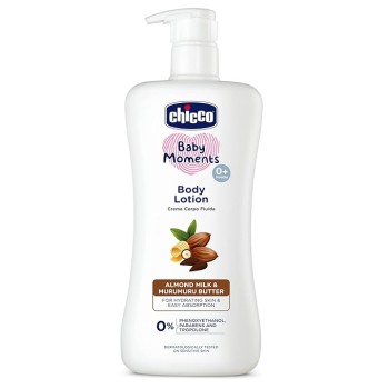 Chicco Baby Moments Body Lotion for Babies, 500ml | Almond Milk & Murumuru Butter | Quick Absorb Formula with Natural Ingredients for Ultra Soft Skin | Dermatologically Tested | Parabens & Phenoxyethanol Free