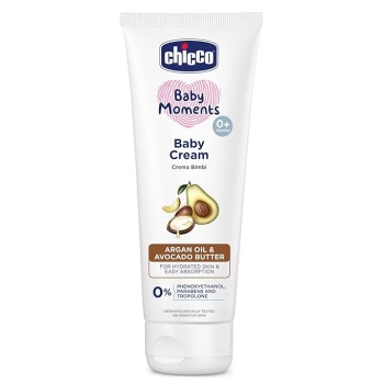 Chicco Baby Moments Baby Cream for Babies with Argan Oil & Avocado Butter, 100g| Natural Ingredients for Hydrated Skin | Dermatologically Tested | Phenoxyethanol, Parabens & Lauryl sulphates free