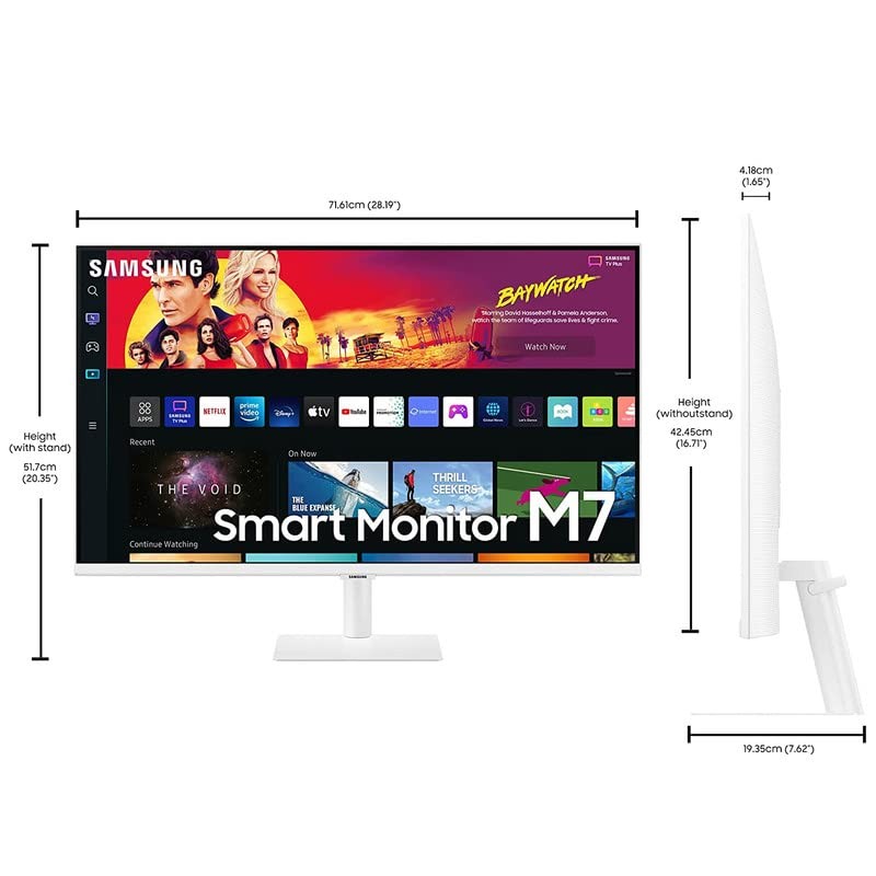 Samsung 32-inch(80cm) M7 4K UHD Smart 3,840 x 2,160 Monitor, Type-C, Smart TV apps, TV Plus, Office 365, Apple Airplay, Dex, Bluetooth, IOT, Speakers, Remote (LS32BM701UWXXL, White) Samsung 32-inch(80cm) M7 4K UHD Smart 3,840 x 2,160 Monitor, Type-C, Smart TV apps, TV Plus, Office 365, Apple Airplay, Dex, Bluetooth, IOT, Speakers, Remote (LS32BM701UWXXL, White)
