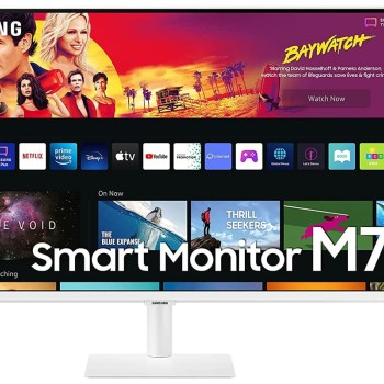 Samsung 32-inch(80cm) M7 4K UHD Smart 3,840 x 2,160 Monitor, Type-C, Smart TV apps, TV Plus, Office 365, Apple Airplay, Dex, Bluetooth, IOT, Speakers, Remote (LS32BM701UWXXL, White)
