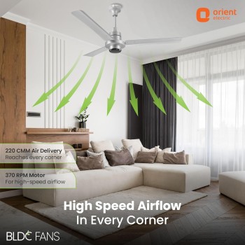 Orient Electric’s 1200 mm I Tome Remote| BLDC ceiling fan | BEE 5-star rated, consumes 26W at the highest speed| Saves up to 50% on electricity bills| Space Grey, pack of 1 Orient Electric’s 1200 mm I Tome Remote| BLDC ceiling fan | BEE 5-star rated, consumes 26W at the highest speed| Saves up to 50% on electricity bills| Space Grey, pack of 1