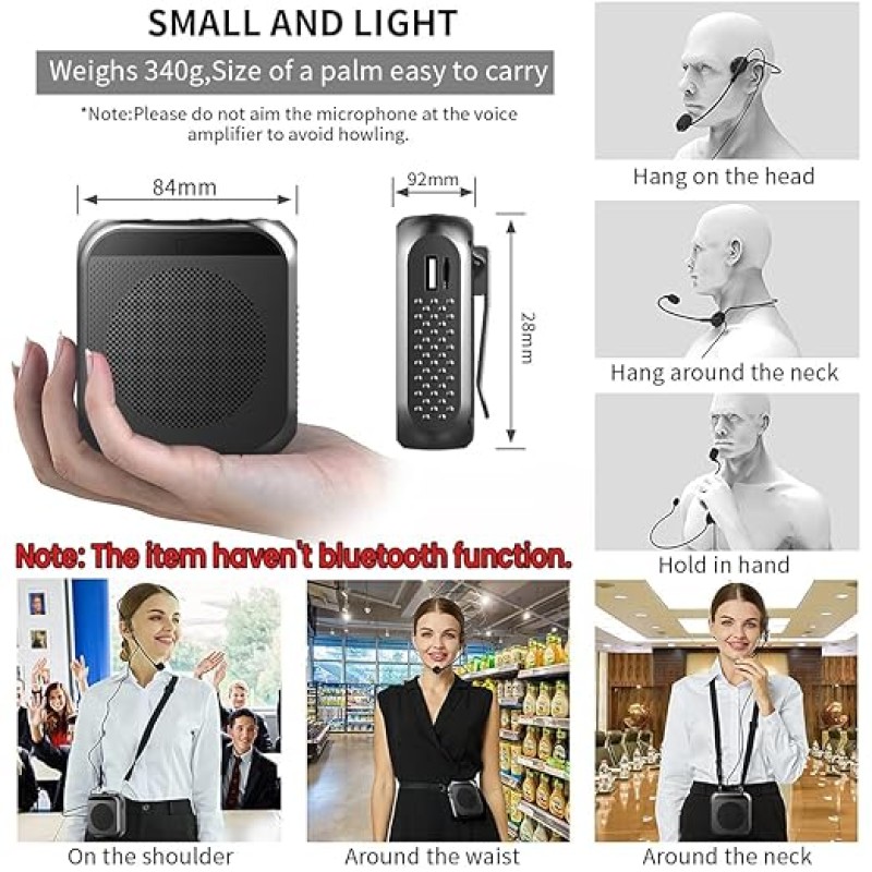 ZORBES� Voice Amplifier for Teachers - Microphone Headset Set 2200 mAh, with Headset Microphone Support TF Card/U Flash Disk, Portable Voice Amplifier for Teachers, Tour Guide, Coach, Speaker (Black) ZORBES� Voice Amplifier for Teachers - Microphone Headset Set 2200 mAh, with Headset Microphone Support TF Card/U Flash Disk, Portable Voice Amplifier for Teachers, Tour Guide, Coach, Speaker (Black)