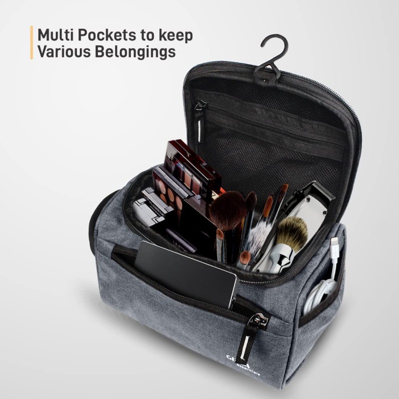 Gizga Essentials Travel Toiletry Kit Bag for Men & Women, Travel Organizer Case with Handle & Hook, Premium Zipper, Multiple Pockets, Multi-Utility Pouch for Shaving Makeup Cosmetics, Light Grey Gizga Essentials Travel Toiletry Kit Bag for Men & Women, Travel Organizer Case with Handle & Hook, Premium Zipper, Multiple Pockets, Multi-Utility Pouch for Shaving Makeup Cosmetics, Light Grey